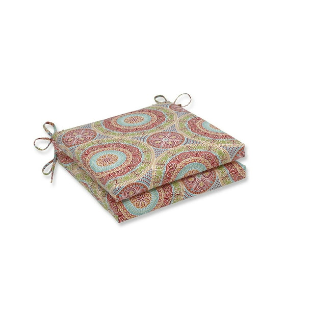 Set of 2 Delancey Lagoon Outdoor Patio Chair Seat Cushion with Ties 18.5 Set of 2 Delancey Lagoon Outdoor Patio Chair Seat Cushion with Ties 18.5